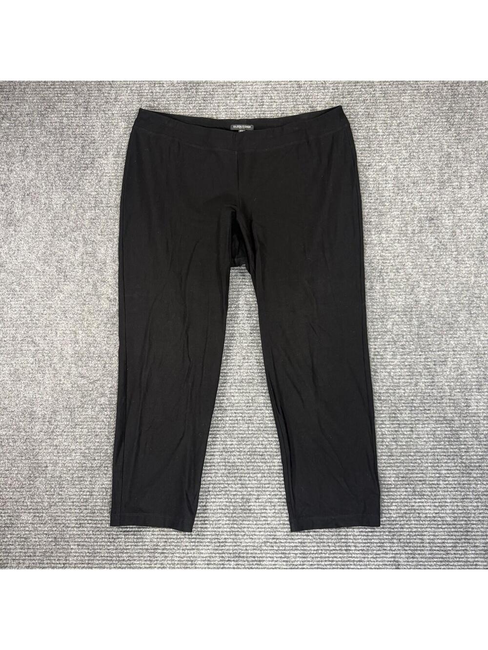 Eileen Fisher Size PL Black Pull On Pants Trousers Ankle Trousers Minimalist